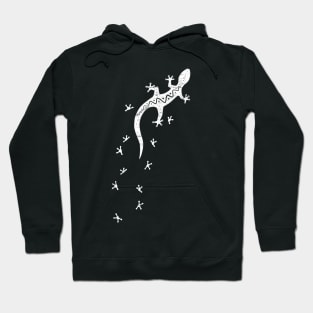 Retro Gecko Drawing With Tracks Tribal Lizard Art Hoodie